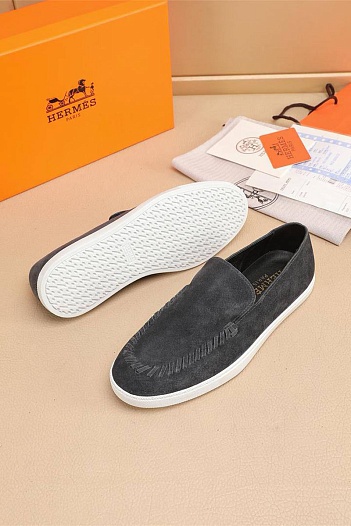 Мужские замшевые лоферы Hermes Julian - Grey   