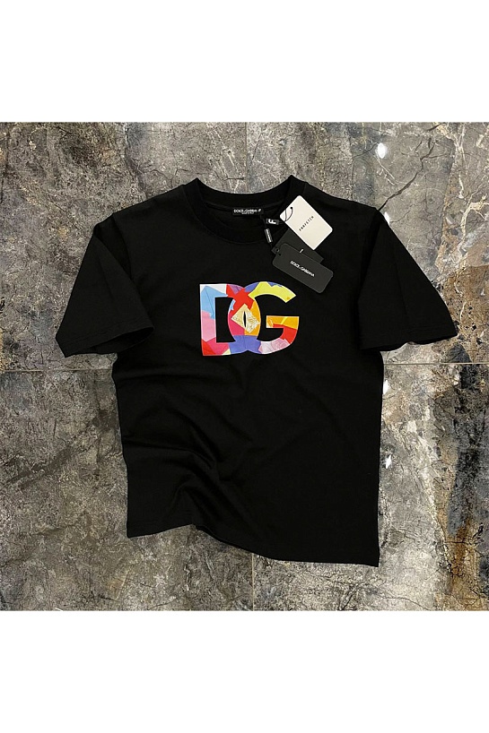 Чёрная оверсайз футболка Dolce&Gabbana multi-colored logo