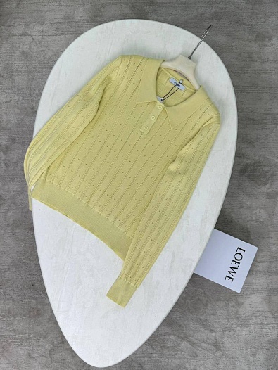 Женское поло с длинным рукавом Loewe жёлтого цвета   