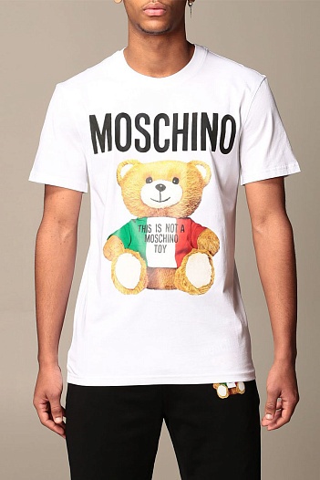 Мужская белая футболка Moschino Couture Bear Toy   