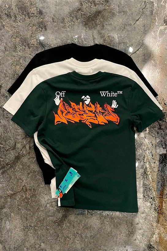 Зелёная оверсайз футболка Off-White logo-print