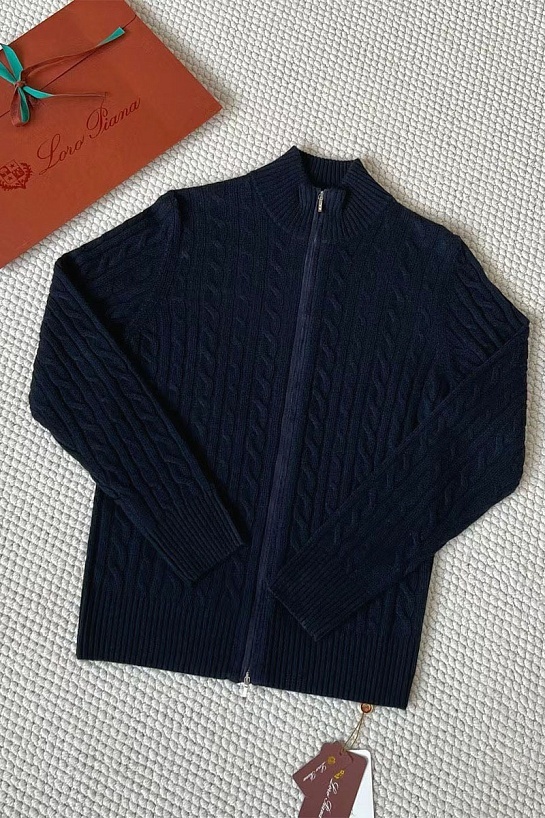 Кашемировый свитер Loro Piana Premium zip-up - Navy