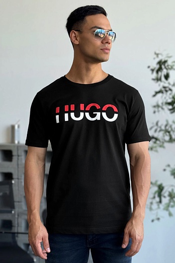 Мужская чёрная футболка Hugo Boss   