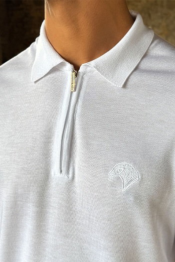 Мужское поло Stefano Ricci Eagle zip-neck - White   