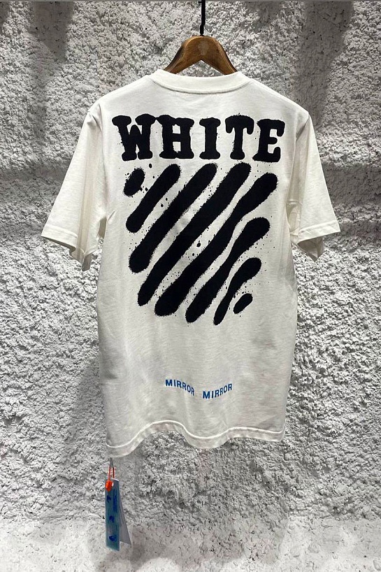 Белая оверсайз футболка Off-White Heavy diag spray