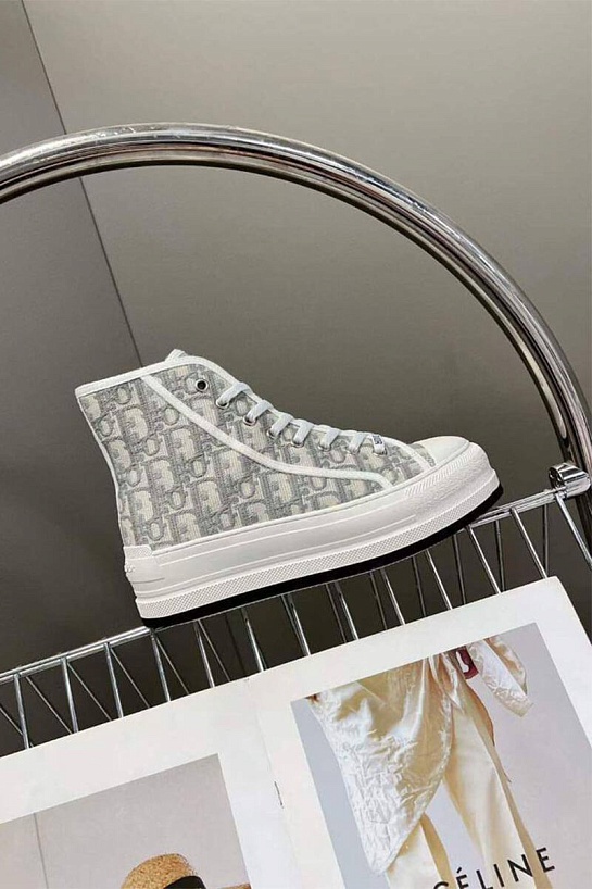 Женские высокие кеды на платформе Dior Walk'n'  - Grey