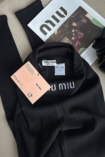 Женские леггинсы MIU MIU чёрного цвета   