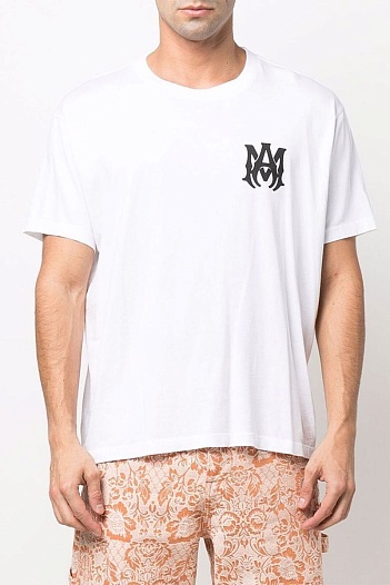 Белая мужская футболка Amiri logo-print   