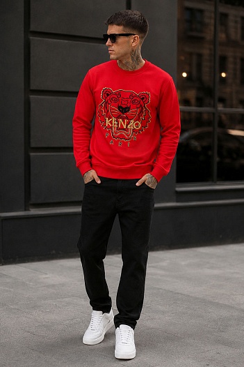 Красный мужской свитшот Kenzo Tiger Head embroidered   