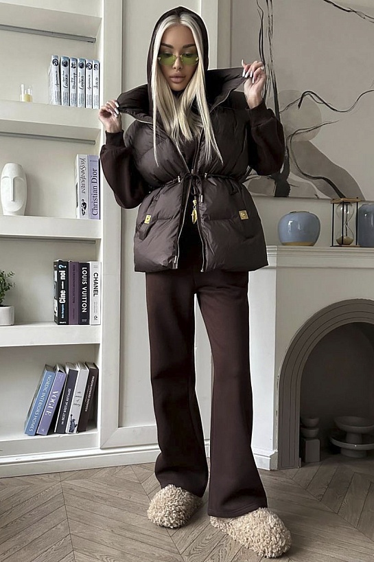Женский костюм тройка на флисе Schiaparelli premium - Brown