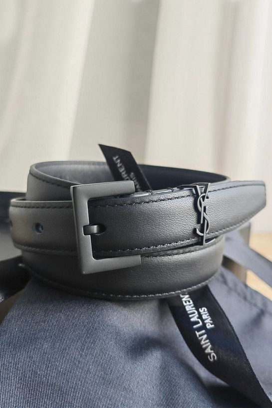 Кожаный ремень Yves Saint Laurent (ширина 2 см)