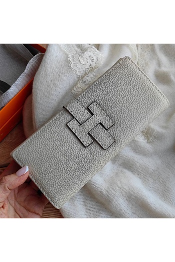 Кожаный клатч Hermes Jige Elan 20.5x9 см - Grey   