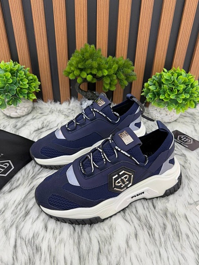 Комбинированные кроссовки Philipp Plein Predator - Navy   