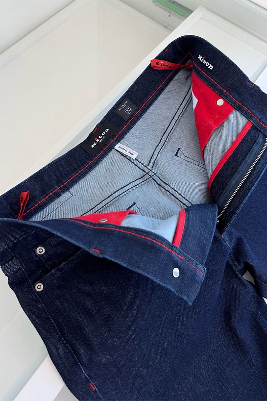 Мужские джинсы Kiton синего цвета