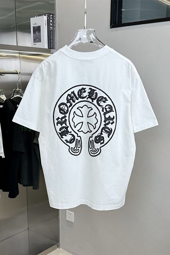 Белая оверсайз футболка Chrome Hearts Premium   