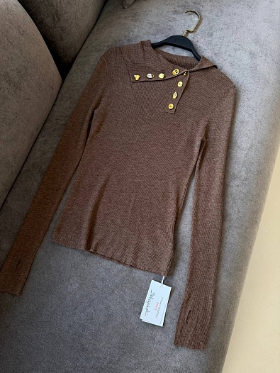 Женский трикотажный лонгслив Schiaparelli premium - Brown   