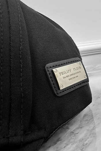 Бейсболка чёрного цвета Philipp Plein 1978 white embroidery   