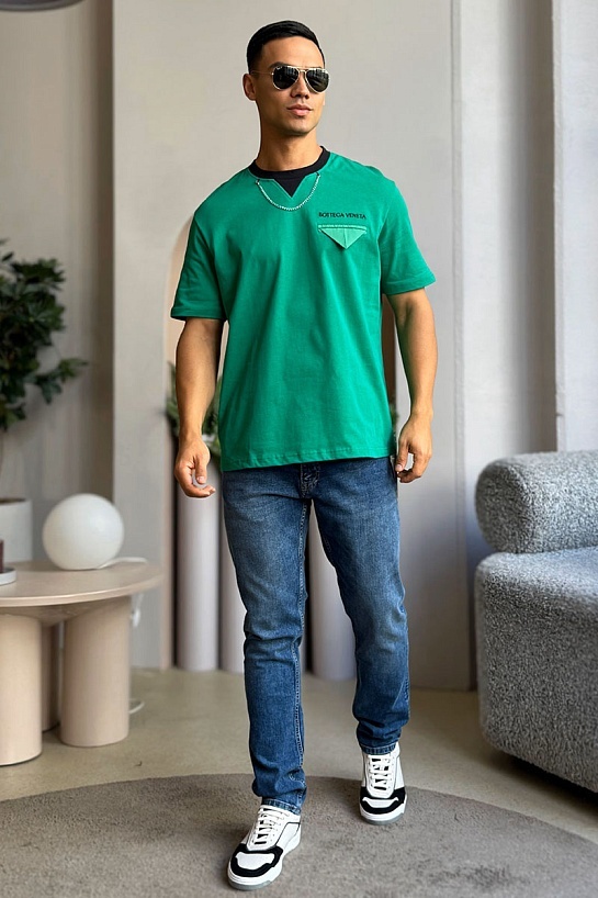 Зелёная оверсайз футболка Bottega Veneta Chain
