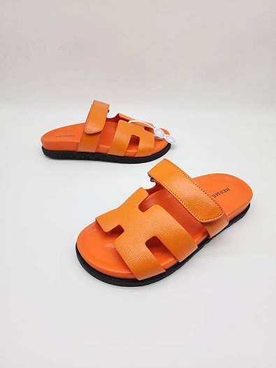 Женские кожаные сандалии Hermes Chypre - Orange   
