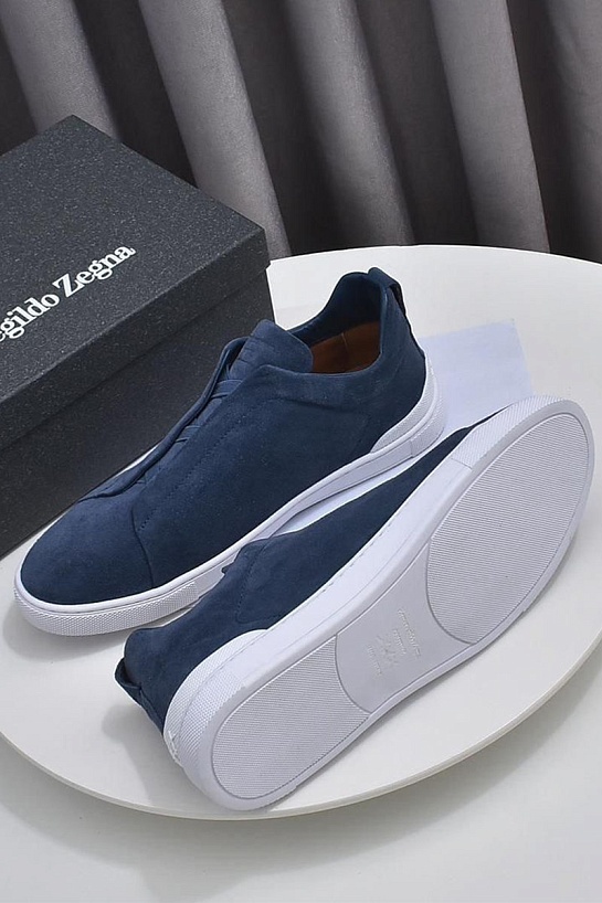 Замшевые кроссовки Ermenegildo Zegna Triple Stitch low-top - Blue