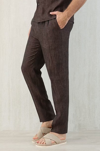 Льняные брюки Brunello Cucinelli Premium - Brown   