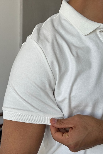 Мужское белое поло Kiton embroidered logo   