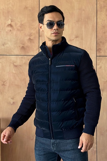 Куртка с вязаными рукавами Prada Linea Rossa - Navy   