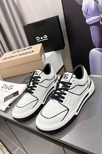 Белые кожаные кроссовки Dolce&Gabbana   