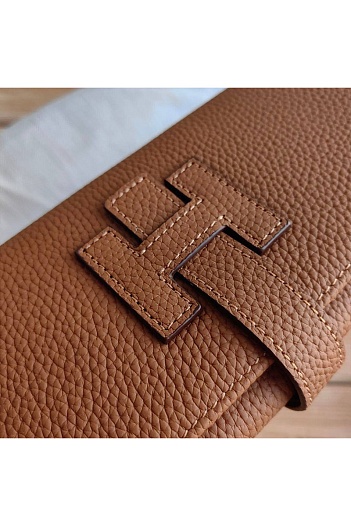 Кожаный клатч Hermes Jige Elan 20.5x9 см - Brown   