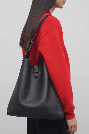 Кожаная чёрная сумка The Row Blake Hobo Premium 33x31x12 см   