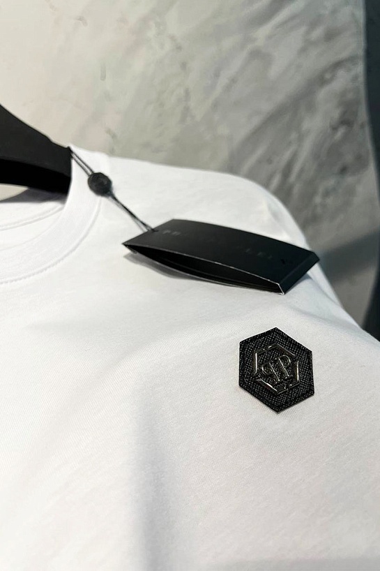 Футболка белого цвета Philipp Plein logo-plaque