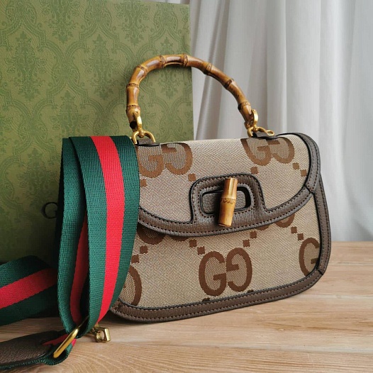 Текстильная сумка Gucci GG Jumbo Bamboo 1947 25x16 см   