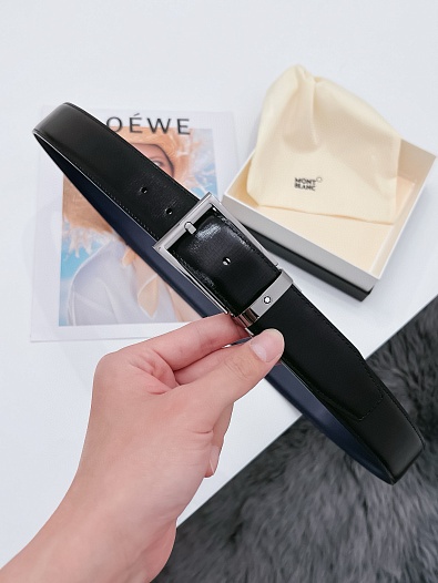 Двусторонний кожаный ремень Montblanc Premium (ширина 3.4 см)   