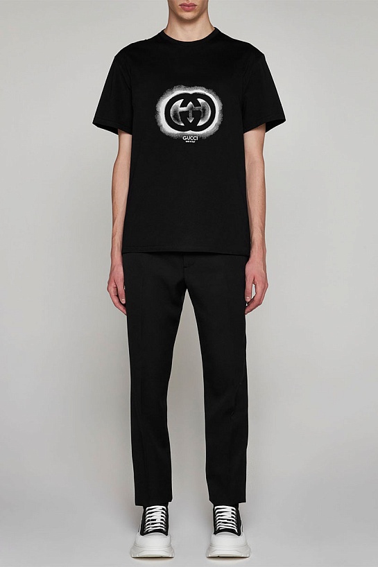 Футболка чёрного цвета Gucci Interlocking G