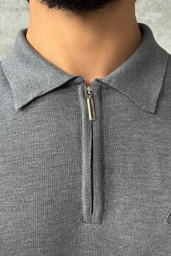 Мужское поло Stefano Ricci Eagle zip-neck - Grey   