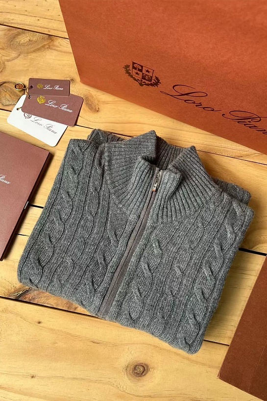 Кашемировый свитер Loro Piana Premium zip-neck - Dark Grey