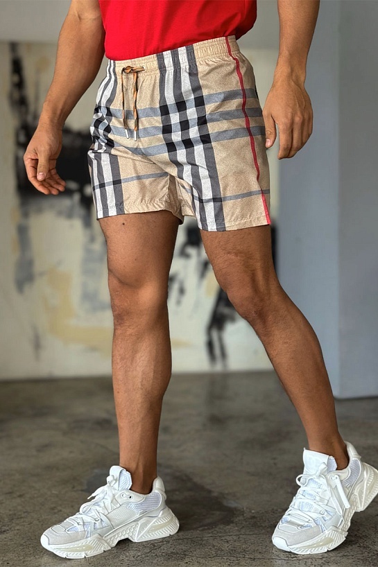 Мужские бежевые шорты Burberry London Check