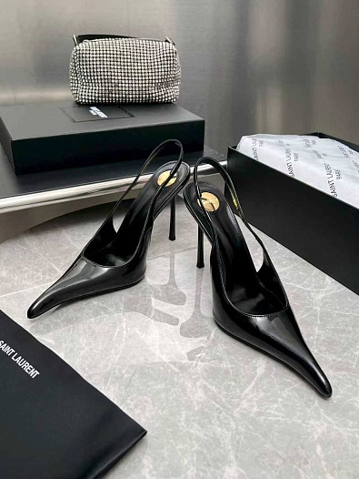 Женские кожаные туфли на каблуке Yves Saint Laurent premium   