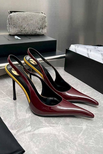 Женские кожаные туфли на каблуке Yves Saint Laurent premium   