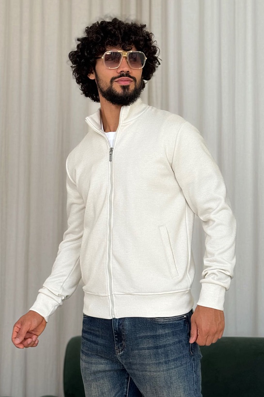 Мужская белая кофта на молнии Loro Piana