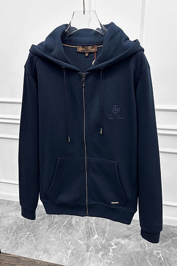 Кофта на молнии Loro Piana logo-embroidered - Navy   