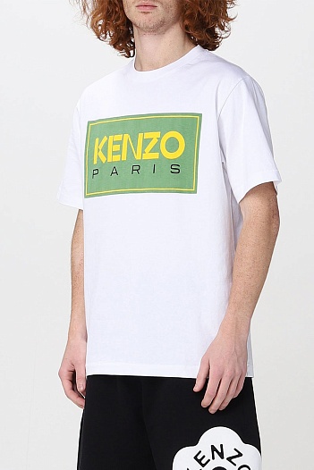 Футболка белого цвета Kenzo Paris logo-print   