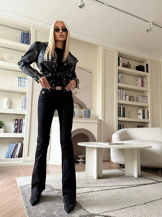 Женские джинсы клёш MIU MIU Premium - Black