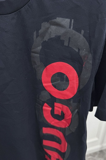 Мужская синяя футболка Hugo Boss logo-print   