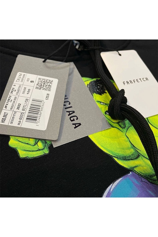 Худи чёрного цвета Balenciaga Hulk print
