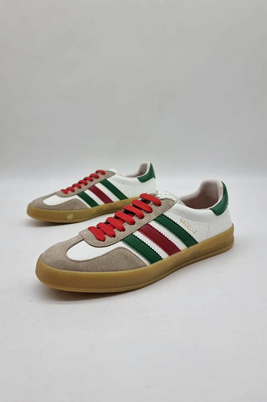 Женские кроссовки Gucci x Adidas Gazelle Collaboration - White