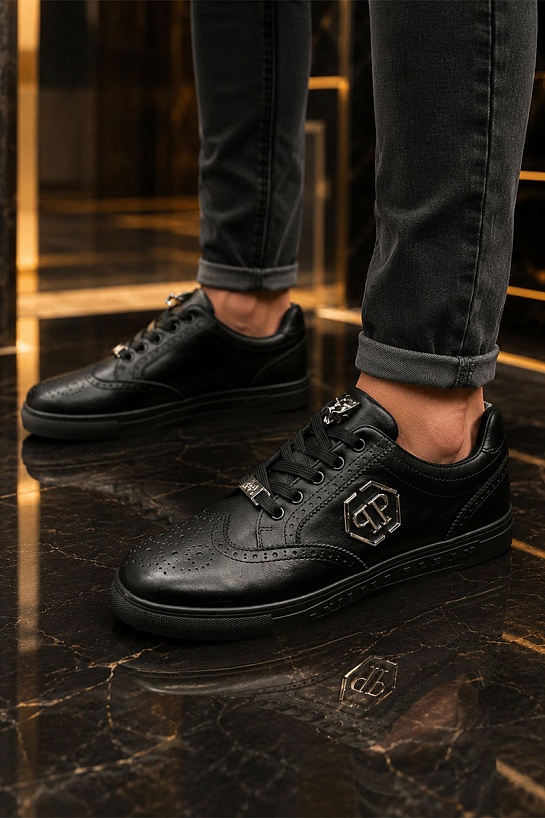 Кожаные кроссовки с мехом Philipp Plein