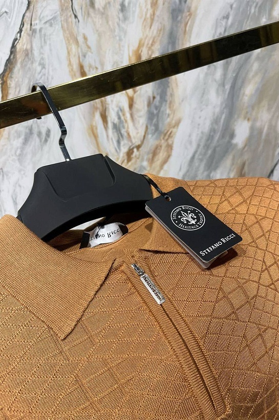 Мужское поло Stefano Ricci zip neck - Brown