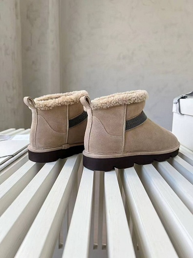 Женские замшевые угги с мехом Brunello Cucinelli Premium - Beige   