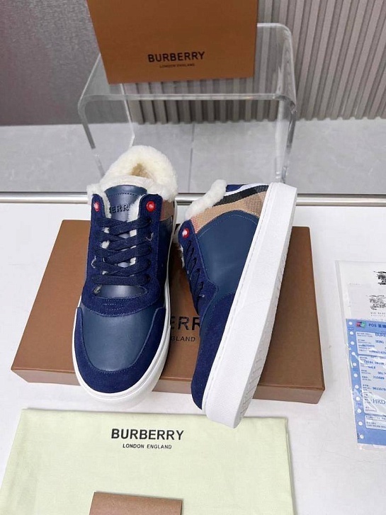 Мужские кроссовки с мехом Burberry Stevie - Navy